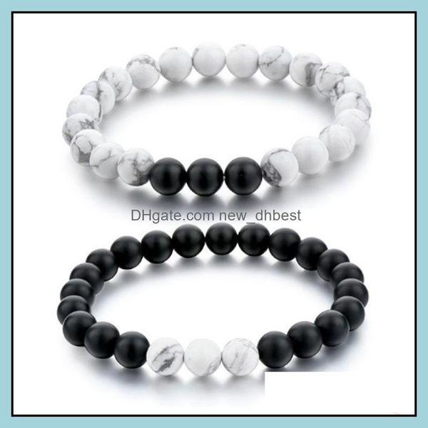 

beaded strands 8mm white turquoise black agate couple bracelet distance drop delivery 2021 jewelry bracelets newdhdhbwv