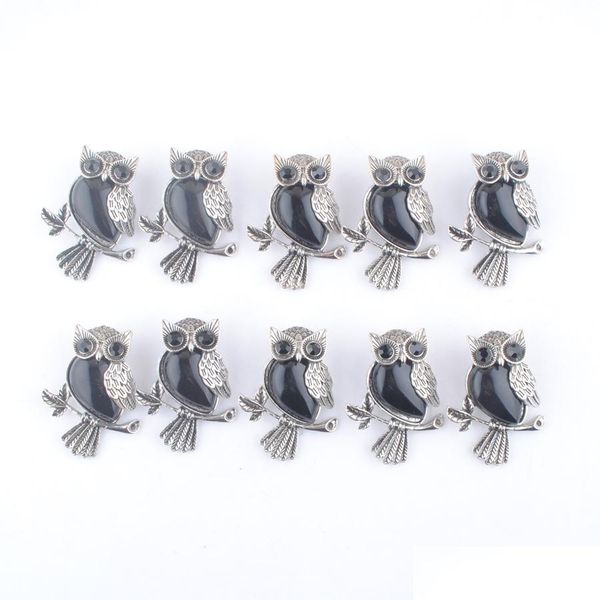 

pendant necklaces retro ancient copper plated owl cute pendants natural stone black agates beads for jewelry making wholesal nanashop dhqxq, Silver