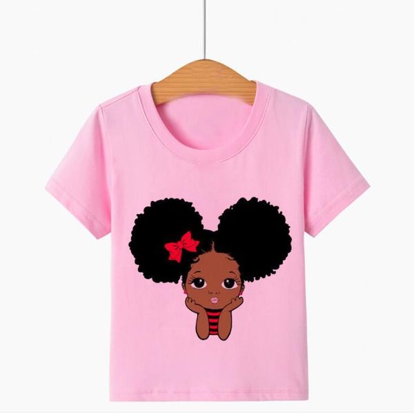 

summer cute little black melanin princess print girl t-shirt for kids funny t shirts present custom, Blue