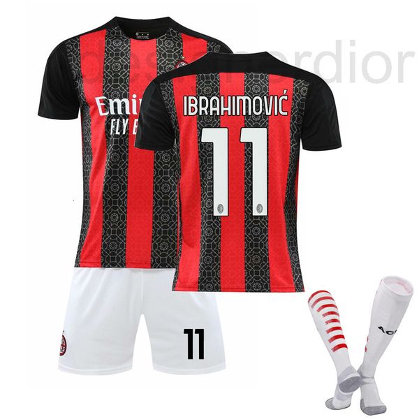 

soccer sets/tracksuits designer 2021 new ac home and away stadium no. 11 ibrahimovic jersey with socks set football jersey team kit seal no, Black