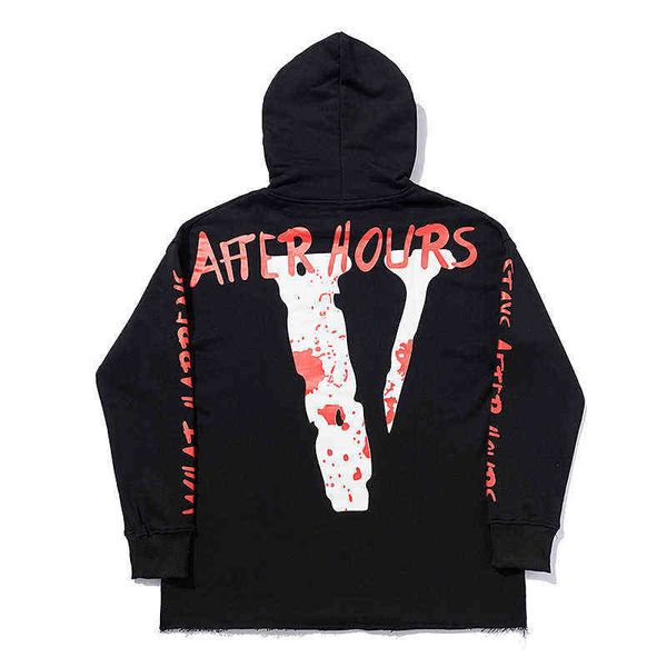 

men's hoodies sweatshirts spring and autumn series bleeding large v letter american version loose leisure versatile hooded couple', Black