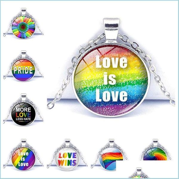 

pendant necklaces rainbow flag infinity love necklace lgbt lesbians gay pride po glass crystal pendant choker couple lovers vipjewel dh8bq, Silver