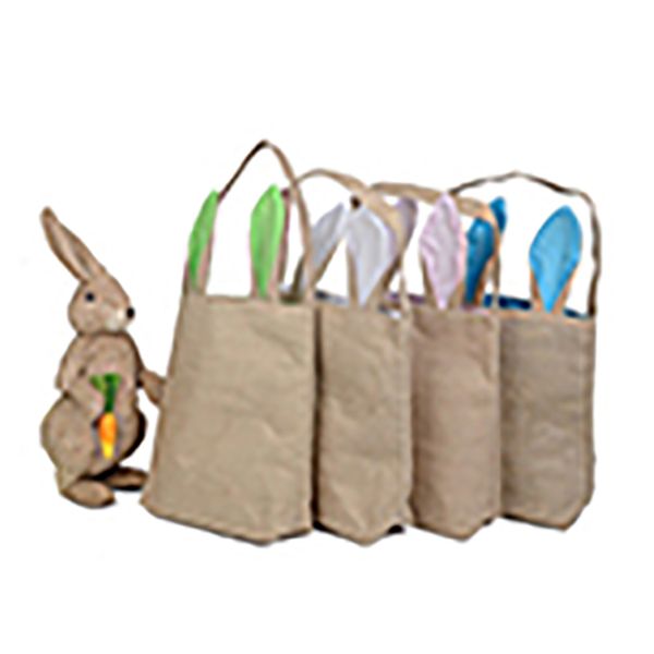 

easter basket with burlap bunny ears 14 colors bunny ears basket cute easter gift bag rabbit ears put easter eggs, Black