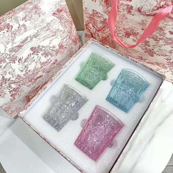 

4 colors sets wine cup cystal color drinkware ware for dinner or party bear glass
