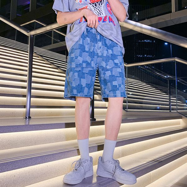 

men's shorts designer jacquard denim shorts summer fashion brand work wear pants trend loose design sense niche qsll, White;black