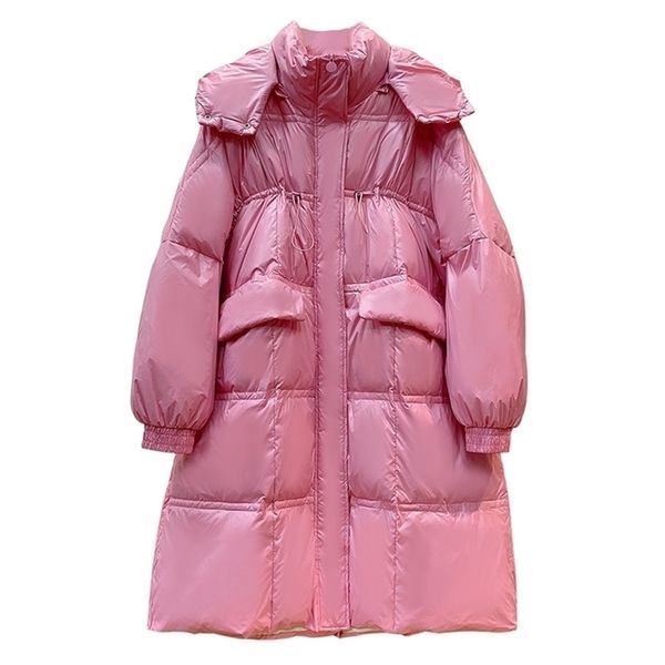

womens down parkas winter fashion 90 white duck jacket female casual hooded outwear long disposable bright face jacket 220912, Black
