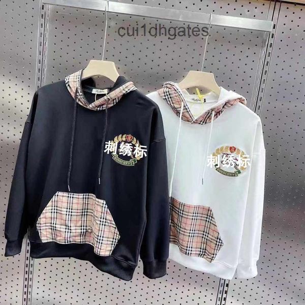 

luxury designer burb hoodies price 2022 autumn new war horse embroidered lattice hooded hooded hoodie men's sp, Black