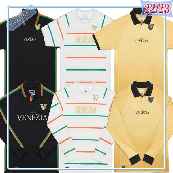 

22 23 venezia fcs soccer jerseys home black away white maillot foot 10# aramu 11# forte venice 2022 2023 busio 27# football shirts fans vers, Black;yellow