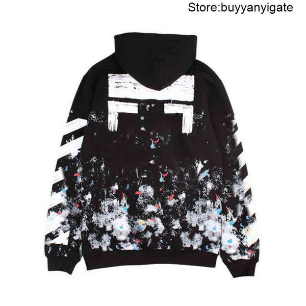 

loose mens fashion offs hoodies brand classic sweatshirts hoodie cotton pullover long sleeved back oil paint arrow x men women 0cwr, Black