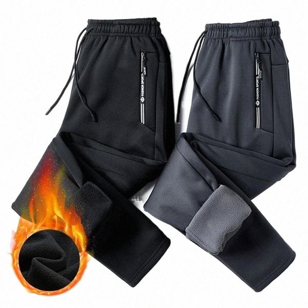 

men's pants men's pants mens autumn winter sportwear sweatpants casual solid elastic trousers plus size men fleece pant thermal bl, Black