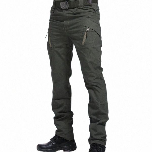 

men's pants men's pants tactical multi pocket elastic waist military trousers male casual cargo men clothing slim fit 3xl sweatpan, Black