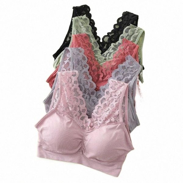 

bras bras women summer lady padded underwear girls seamless lace lingerie fashion v-neck wire s043 n7fj#, Red;black