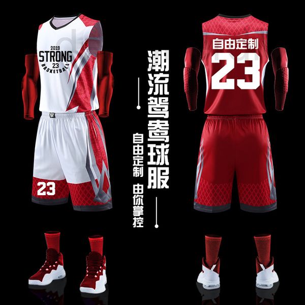 

basketball sets designer suit men's and women's hip-hop team clothes group purchase training student competition sports vest manda, Black;red