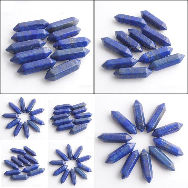 

loose gemstones wholesale hexagonal pillar gemstones reiki chakra natural lapis lazi stone no hole beads pendant for jewelry yydhhome dhdoj, Black
