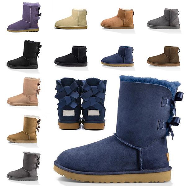 

fashion designer shoes women classic snow boots ankle short bow fur boot for winter black grey chestnut fashions outdoor womens lady shoe si