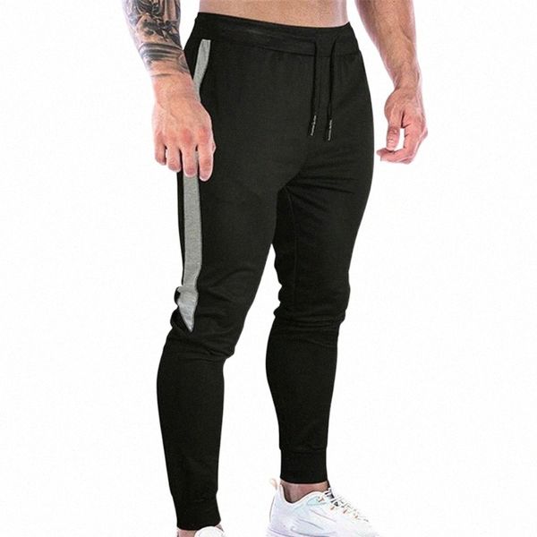 

men's pants men's pants side striped fashion casual slim fit contrast stitching sports trousers joggers men clothing d8iu#, Black