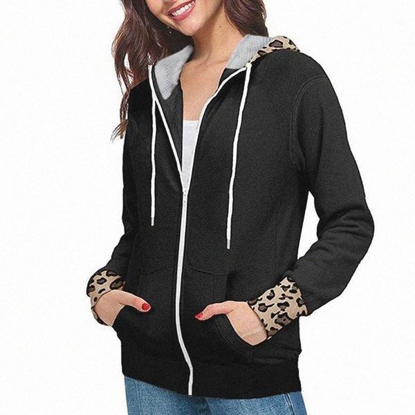

women's jackets women's jackets women leopard print jacket hoodies coat rainbow sweatshirt casual 05hh#, Black;brown
