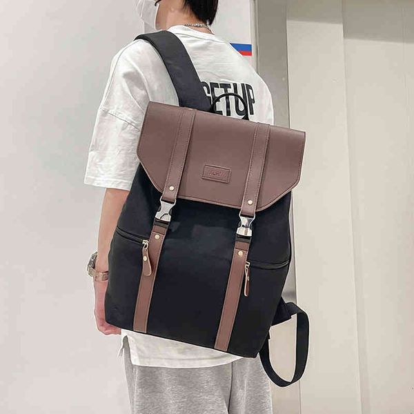 

men's computer backpack fashion leisure double shoulder short distance travel canvas bag male college students junior school purses