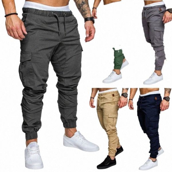 

men's pants men's pants workwear multi-pocket trousers woven fabric casual sports drawstring mens hip hop clothing s5xw#, Black
