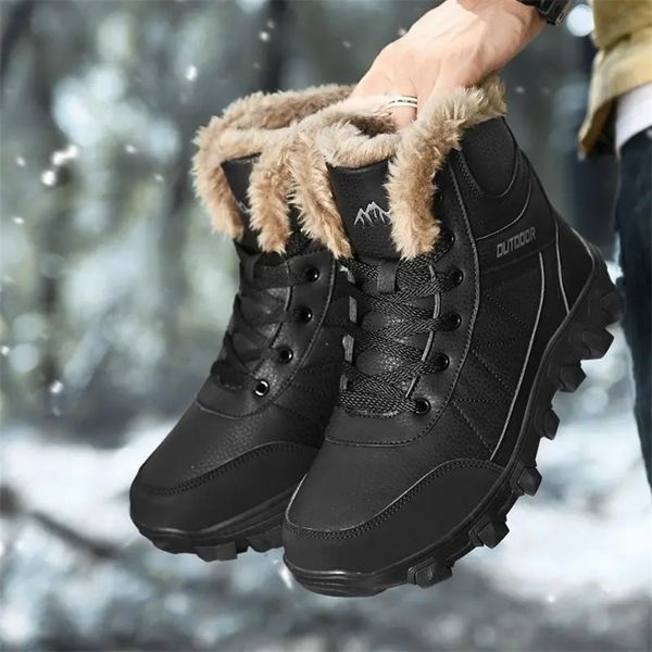 

boots winter oversized warm mens boots high cotton shoes and velvet snow trekking platform high 220913, Black