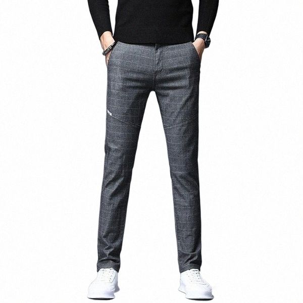 

men's pants men's pants vrokino 2022 spring and autumn fashion stretch casual classic tights black blue gray brand clothing k1hf#