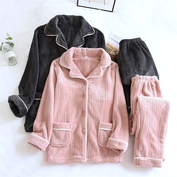 

women's sleepwear winter flannel couple clothes pajama set sleepwear femme pyjama long sleeve trouser ensemble female pijama thicken wa, Black;red
