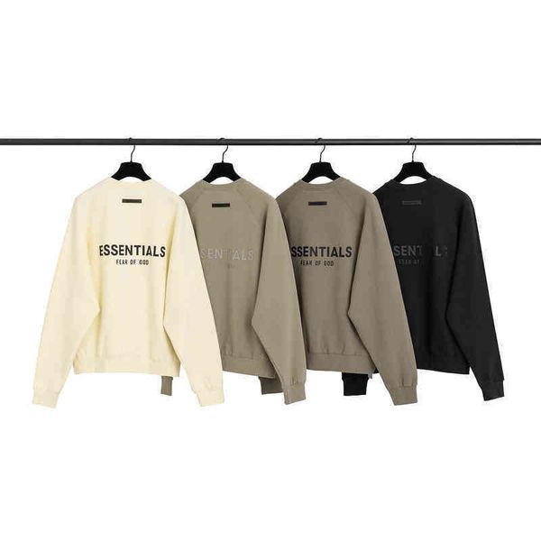 

trendy designer essentials hoodies high double street track letter sweater men women round neck long sleeve, Black