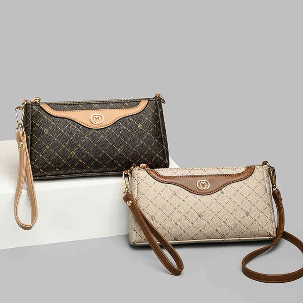

bag female 2022 new style middle-aged mother holding small bag simple texture printed single shoulder messenger purses