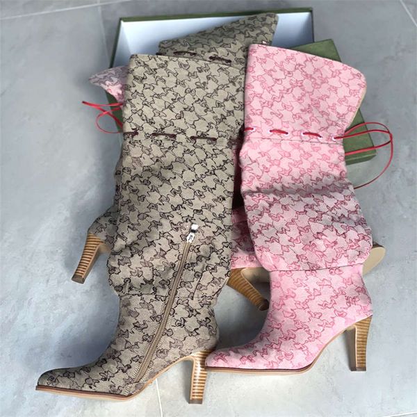 

designer boots over the knee boots ankle boot original shoes high boot winter adjustable straps canvas zipper laces ladies girls women, Black