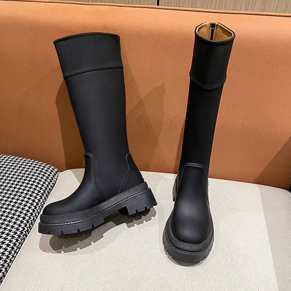 

black matte soft leather ankle boots round toe roman goth beige women's fashion winter long boots