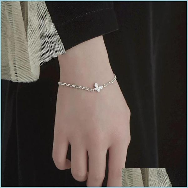 

id identification 925 sier charm bracelet for women new trendy elegant butterfly zircon couples jewelry party gifts drop de vipjewel dhjtd, Black