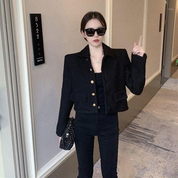 

women's jackets women's jackets graceful style tweed slim cropped coat women vintage knitted single breasted jacket ladies fashion, Black;brown