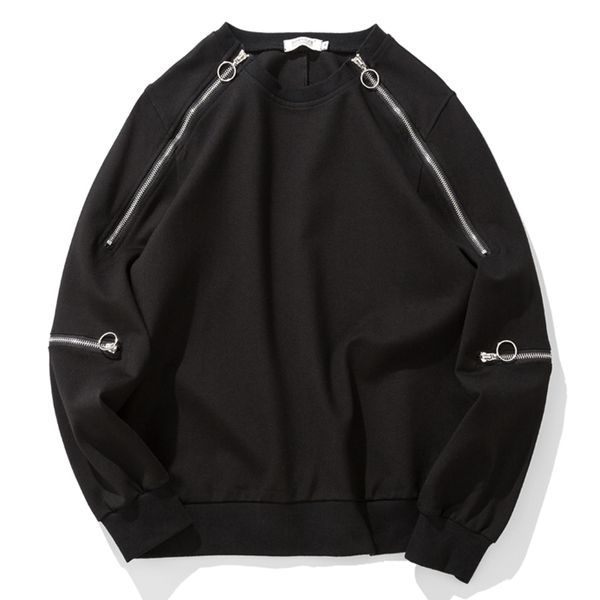 

men s hoodies sweatshirts loose multi zipper design black men spring autumn oversized streetwear stitching cotton mens pullover zip up hoodi