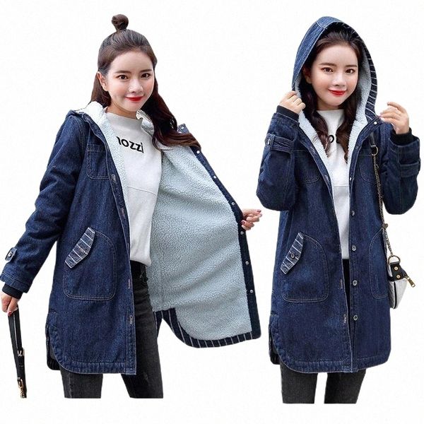 

women's jackets women's jackets winter warm denim female hooded coat thicken fur jean for women harajuku plus size 5xl loose outer, Black;brown