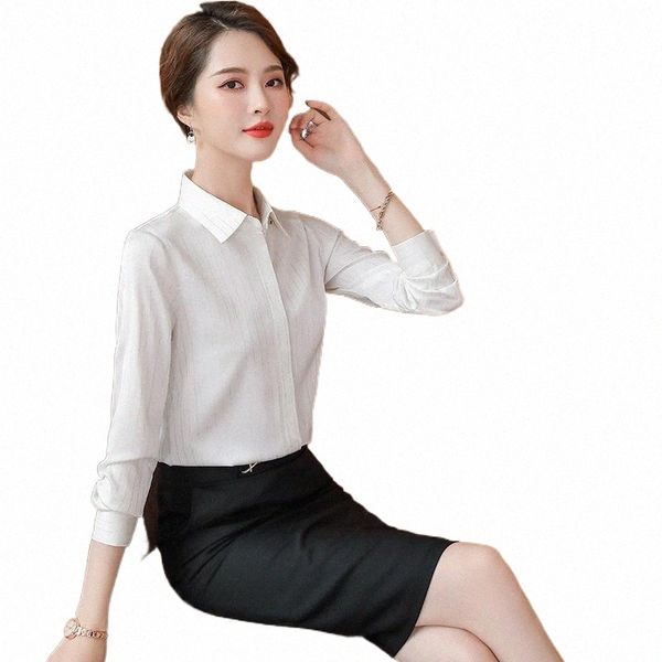 

women's blouses & shirts women's blouses & shirts fashion women white long sleeve work ladies office 2 piece skirt and sets s2fy#