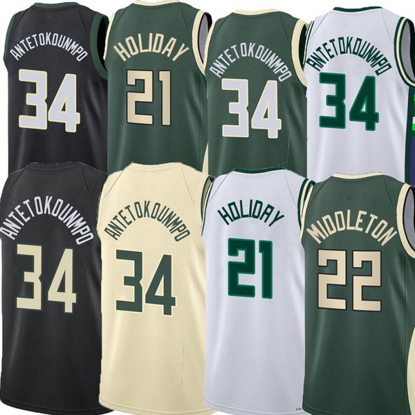 

men basketball 34 antetokounmpo jerseys khris 22 middleton jrue 21 holiday brook 11 lopez george hill connaughton portis grayson allen, Black;red