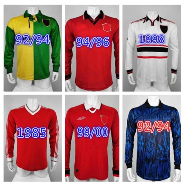 

long sleeve manchester retro soccer jerseys schmeichel giggs beckham solskjaer scholes goalkeeper united man 90 92 94 96 98 99 00 02 04 06 0, Black;yellow