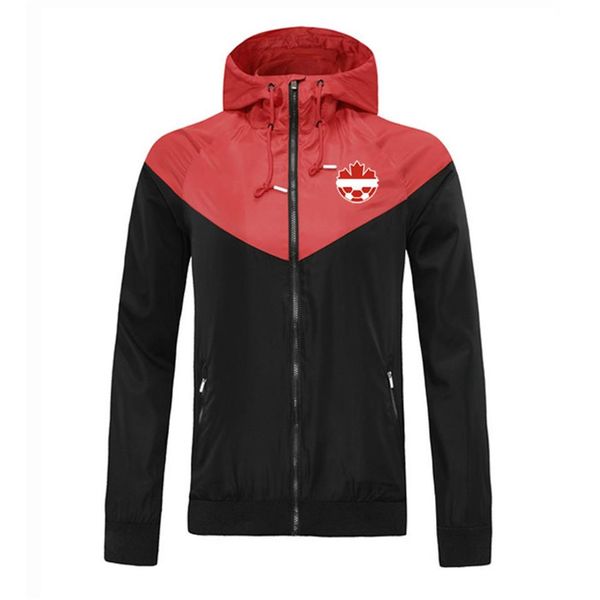 

2020 canada national team hooded windbreaker jacket winter windproof zipper quick dry hoodies sportswear soccer jacket runni230f, Black;red