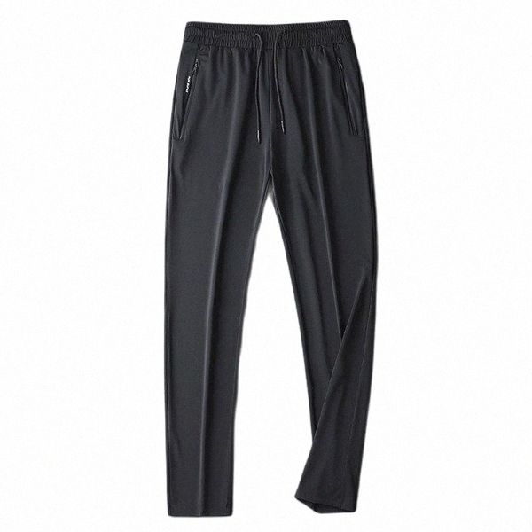 

men's pants men's pants ice silk large size -9xl summer straight mouth bundle breathable fast dry loose and comfortable i4ij#, Black