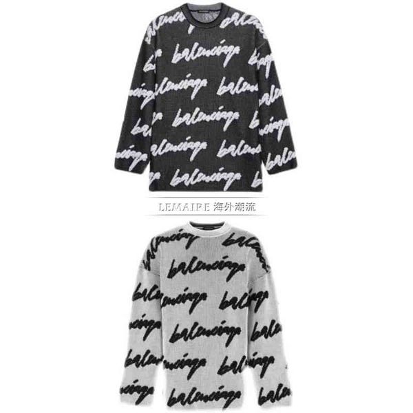 

mens sweater balencigass exclusive casual fashion three-dimensional letter full black gray trendy warm air permeability thick fabric designe, White;black