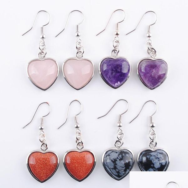 

dangle chandelier natural stone love heart dangle hook earrings for women girls jewelry gift gemstone pendant bead drop ha sexyhanz dhatb, Silver