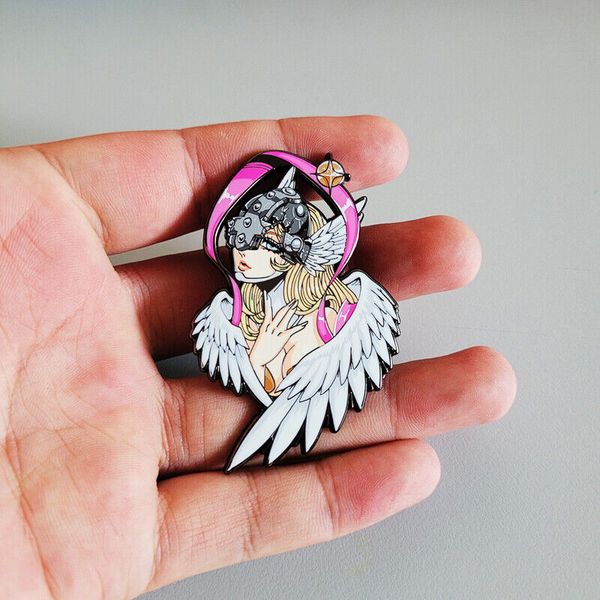 

brooch pin metal badge anime collection gift digital monster angewomon, Gray
