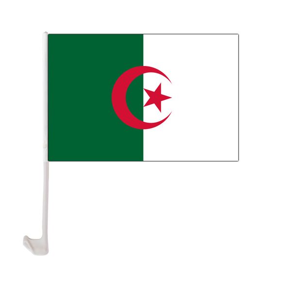 

algeria car flag 30x45cm window clip algerian flags polyester uv protection car decoration banner with flagpole