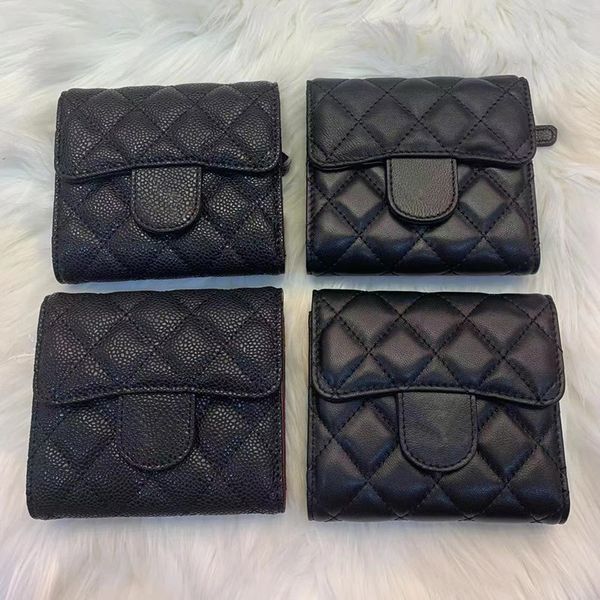 

3aaa ladies classic high end custom zipper luxury wallet caviar leather fashion card holder leather casual coin purse, Red;black