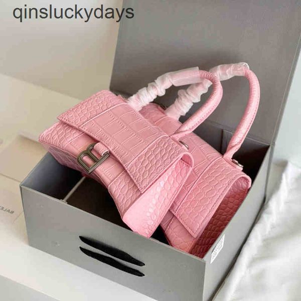 

designer balencaigabag ltaly pattern bright pink leather women's hourglass bag