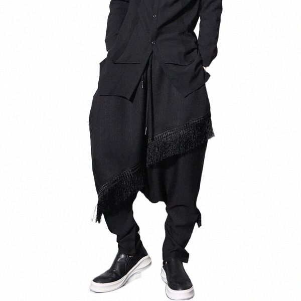 

men's pants spring men's fashion harem pants loose hip-hop hiphop jeans the trend of trousers stage singer costumes y6pc#, Black