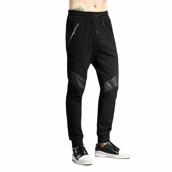 

men's pants men's pants sports spring and tight with elastic pencil black 54xi#