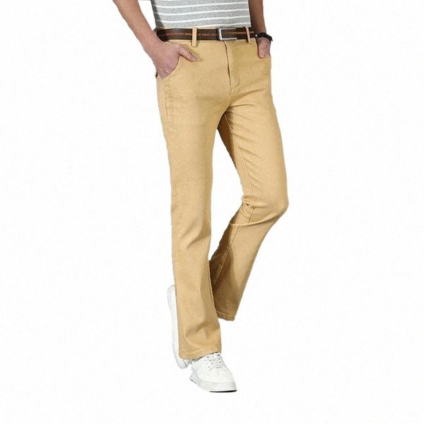 

men's pants men's micro-flare casual trousers korean style trendy stretch slim-fit flared pants classic design t9nj#, Black