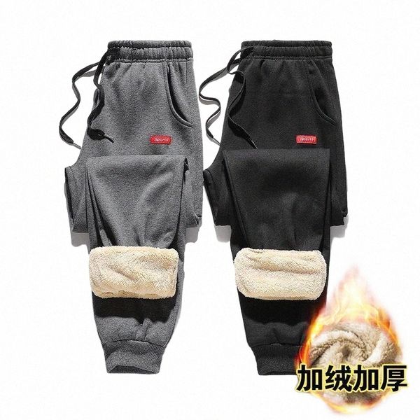 

men's pants men's pants winter thick fleece warm mens joggers casual fitness men outdoor tracksuit bottoms sweatpants stretch trou, Black