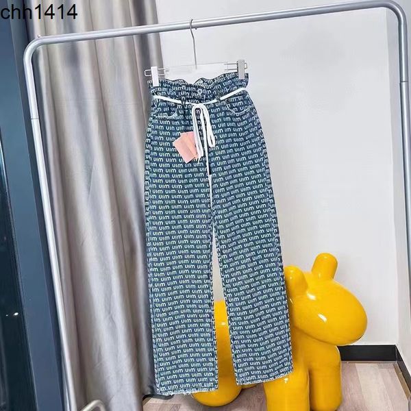 

20221 new high waist elastic thin all over print bud jeans pants for women, Blue